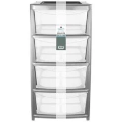 B&M 4 Drawer Silver Storage Unit