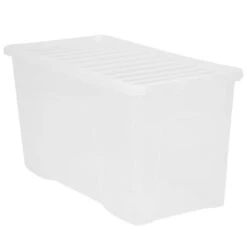 B&M Large Storage Box With Lid 110L - Clear -Household Product Store 284861 110l storage box with lid clear