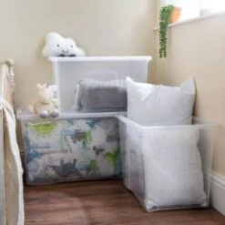 B&M Large Storage Box With Lid 110L - Clear -Household Product Store 284861 110l storage box with lid clear 5