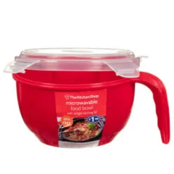 B&M Microwavable Food Bowl With Handle -Household Product Store 304743 Microwavable Food Bowl with Handle red1