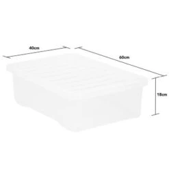 B&M Underbed Clear Storage Box With Lid 32L - Clear -Household Product Store 314173 32l underbed storage box with lid clear 3