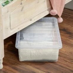 B&M Underbed Clear Storage Box With Lid 32L - Clear -Household Product Store 314173 32l underbed storage box with lid clear 4