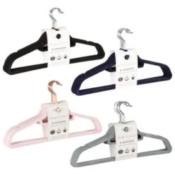 B&M Pure Velvet Hangers 8pk - Grey -Household Product Store 333534 8pk velvet hangers group 1