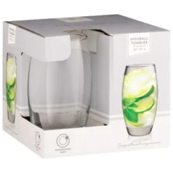 B&M Curved Hiball Glasses 4pk -Household Product Store 338803 set of 4 highball tumblers