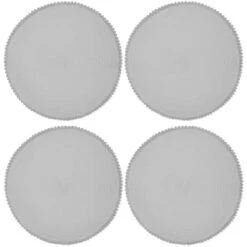 B&M Grey Round Pom Pom Placemats 4pk 10 B&M Grey Round Pom Pom Placemats 4pk -Household Product Store 355688 pom pom placemats grey 3
