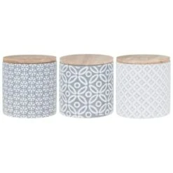 B&M Embossed Geometric Storage Canisters 3pc -Household Product Store 356821 storage canisters geo grey 3