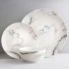 B&M White Marble Effect Dinner Set 12pc -Household Product Store 357251 marble dinner set 12pk