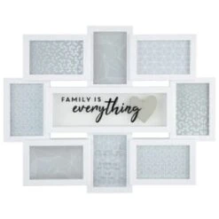 B&M Multi Aperture Photo Frame 8pc - Family Is Everything -Household Product Store 362635 8 aperture quote frame family is everything white