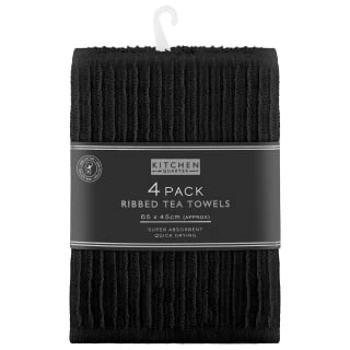 B&M Ribbed Tea Towels 4pk - Black 3 B&M Ribbed Tea Towels 4pk - Black