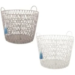 B&M Storage Basket With Tassel - Grey -Household Product Store 368485 basket with tassel main