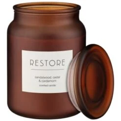 B&M Large Spa Scented Candle - Amber - Restore -Household Product Store 368679 large spa candle restore 3