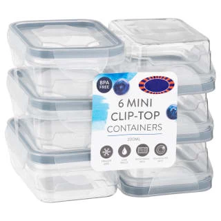 B&M Clip Top Mini Food Containers 6pk - Grey 3 B&M Clip Top Mini Food Containers 6pk - Grey