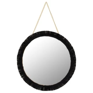 B&M Fringe Round Hanging Mirror - Black 3 B&M Fringe Round Hanging Mirror - Black