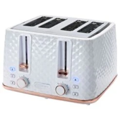 Goodmans Diamond 4 Slice Toaster - White & Rose Gold