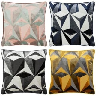 Jenson Geo Velvet Cushion - Grey 4 Jenson Geo Velvet Cushion - Grey - Image 2