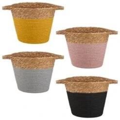 B&M Small Two Tone Wicker Basket - Pink 5 B&M Small Two Tone Wicker Basket - Pink -Household Product Store 374392 374395 374393 374394 small two tone basket group 1