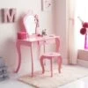 B&M Amelia Vanity Set With Stool & Mirror 1 B&M Amelia Vanity Set With Stool & Mirror -Household Product Store 375844 amelia vanity set pink