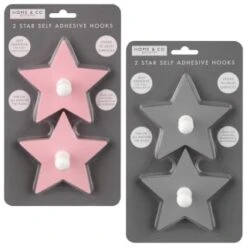 B&M Star Shaped Self Adhesive Hooks 2pk - Blush -Household Product Store 376159 2pk star shaped self adhesive hooks group