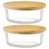 B&M Round Glass Food Containers With Bamboo Lid 2pk 1 B&M Round Glass Food Containers With Bamboo Lid 2pk -Household Product Store 376822 2 round glass food containers 2