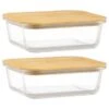 B&M Rectangular Glass Food Containers With Bamboo Lids 2pk -Household Product Store 376824 2pk regular glass food containers 4