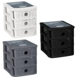 B&M 3 Tier Chevron Storage Organiser - Black -Household Product Store 377462 3 drawer chevron organiser main