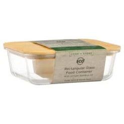 B&M Rectangular Glass Food Container With Bamboo Lid -Household Product Store 378623 regular glass food container 3