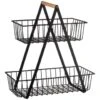 B&M Two Tier Storage Basket With Wooden Handle 2 B&M Two Tier Storage Basket With Wooden Handle -Household Product Store 380165 2 tier storage basket wooden handle