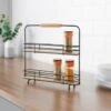 B&M Two Tier Spice Rack With Wooden Handle -Household Product Store 380166 two tier spice rack with wooden handle