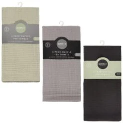 Simply Everyday Waffle Tea Towels 3pk - Black 9 Simply Everyday Waffle Tea Towels 3pk - Black -Household Product Store 380223 380224 380225 3pk simply everyday waffle teal towels main 2
