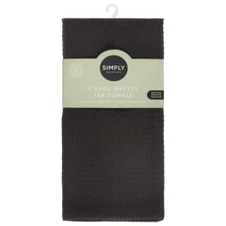 Simply Everyday Waffle Tea Towels 3pk - Black 3 Simply Everyday Waffle Tea Towels 3pk - Black
