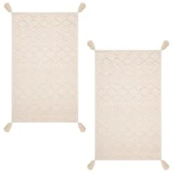 B&M Homestead Embossed Tea Towels With Tassels 2pk - Natural -Household Product Store 380229 2pk homestead embossed tea towel with tassels 2