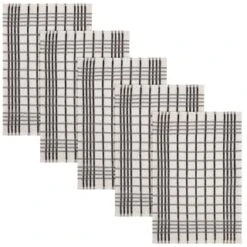 B&M Essentials Check Tea Towels - Black 5pk -Household Product Store 380235 5pk check tea towels black 2