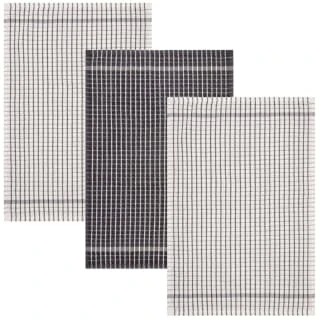 B&M Grey Check Tea Towels 3pk 4 B&M Grey Check Tea Towels 3pk - Image 2