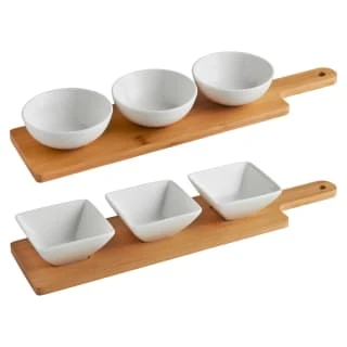 B&M Set Of 3 Serving Bowls With Bamboo Tray - Square 7 B&M Set Of 3 Serving Bowls With Bamboo Tray - Square - Image 5