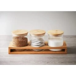 B&M Natural Home Glass Jars In Bamboo Stand 3pk 13 B&M Natural Home Glass Jars In Bamboo Stand 3pk -Household Product Store 380530 3pk natural home glass jars in bamboo stand