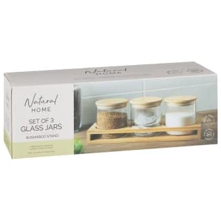 B&M Natural Home Glass Jars In Bamboo Stand 3pk 9 B&M Natural Home Glass Jars In Bamboo Stand 3pk - Image 7