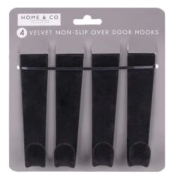 B&M Velvet Overdoor Hooks 4pk - Black -Household Product Store 383665 4 velvet non slip over door hooks black