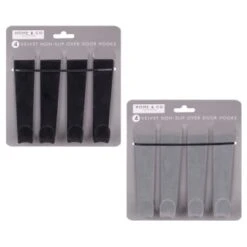B&M Velvet Overdoor Hooks 4pk - Black -Household Product Store 383665 4 velvet non slip over door hooks main