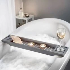 B&M Grey Over Bath Rack