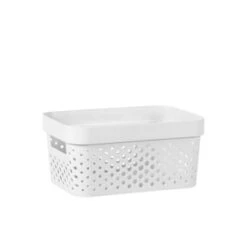 B&M Medium Rectangular Spot Storage Basket - White