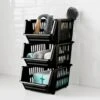 3 Tier Storage Baskets - Black -Household Product Store 384963 3 tier stacking baskets black