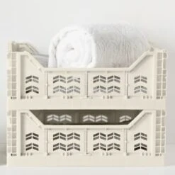 Midi Stacking Fold Flat Crate 30.6 X 20.5 X 12.6cm - Cream -Household Product Store 384970 384974 384975 home essentials midi stacking fold flat crate main