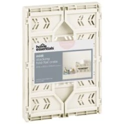Midi Stacking Fold Flat Crate 30.6 X 20.5 X 12.6cm - Cream -Household Product Store 384974 home essentials midi stacking fold flat crate cream