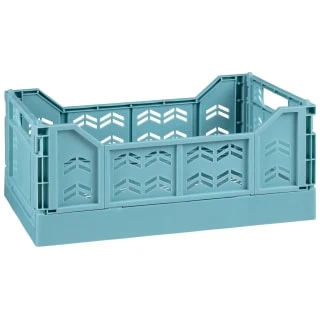 Midi Stacking Fold Flat Crate 30.6 X 20.5 X 12.6cm - Teal 3 Midi Stacking Fold Flat Crate 30.6 X 20.5 X 12.6cm - Teal