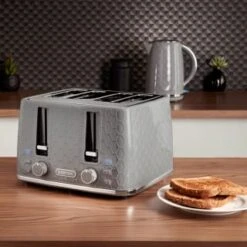 Goodmans Textured 4 Slice Toaster - Grey -Household Product Store 386707 goodmans textured 4 slice toaster grey