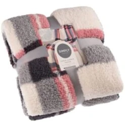Simply Everyday Check Sherpa Throw - Red