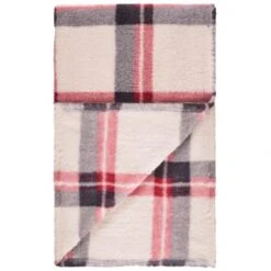 Simply Everyday Check Sherpa Throw - Red -Household Product Store 388703 red check sherpa throw 3