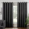 B&M Colorado Hopsack Fully Lined Charcoal Eyelet Curtains 90 X 90"