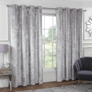 B&M Versailles Silver Crushed Velvet Fully Lined Curtains 90 X 90" 2 B&M Versailles Silver Crushed Velvet Fully Lined Curtains 90 X 90"