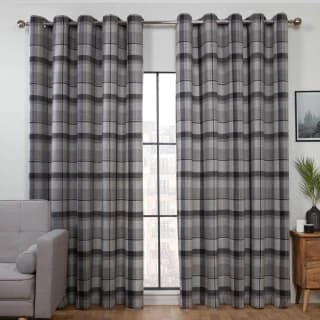 B&M Oakland Traditional Woven Grey Check Curtains 90 X 90" 3 B&M Oakland Traditional Woven Grey Check Curtains 90 X 90"